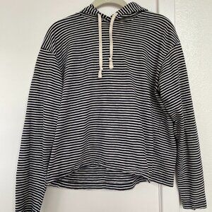 Everlane Boxy Navy and‎ White Stripe Pullover Hoodie, Lightweight, Size Small